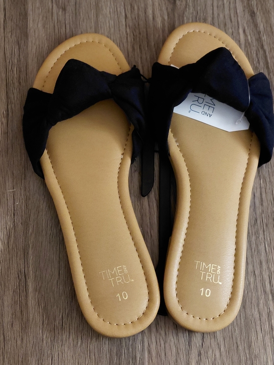 Time and Tru Shoes - TIME AND TRU KNOT SLIDE SANDALS NAVY MEMORY FOAM WOMEN'S BEACH RESORT VACATION